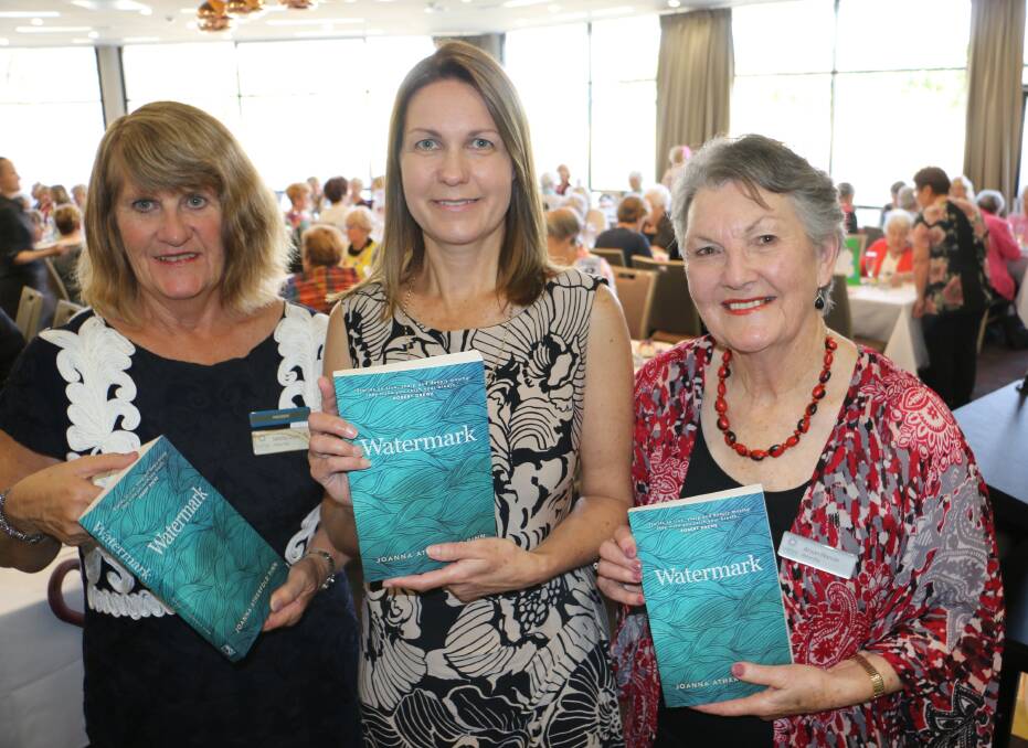 AUTHOR: Joanna Atherford Finn (centre) with Nelson Bay VIEW Club president Janelle Dunn (left) and speaker Alison Warren.