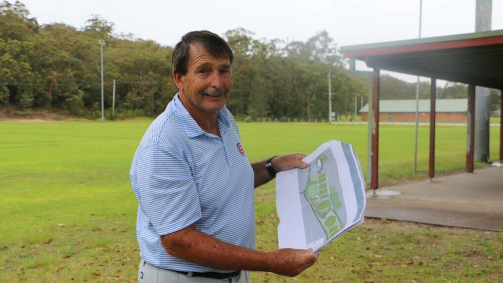 SPORTING COMPLEX: Tomaree Sports Council president Bruce Scott with a masterplan of the Tomaree sporting complex which would benefit from the proposed SRV.