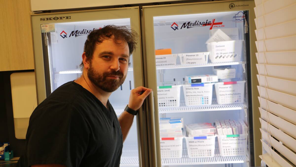 Dr Alex Richardson with the newly purchased vaccine fridge at the Nelson Plaza Clinic.