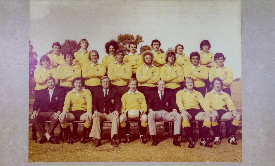 GUESS WHERE: The Western Australian rugby team in 1978 with Stinker Clarke (back-row, fourth from left). Picture: Supplied