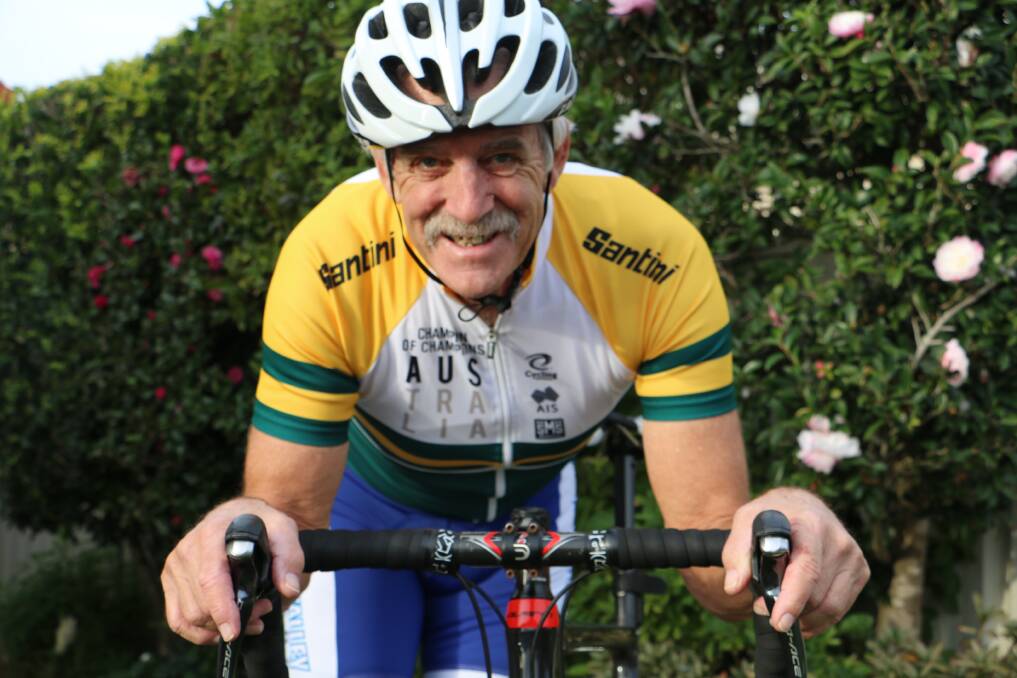 BACK FROM THE BRINK: Fingal Bay cyclist Rod Price, aged 72, is preparing for the world masters to be held in Manchester in October this year.