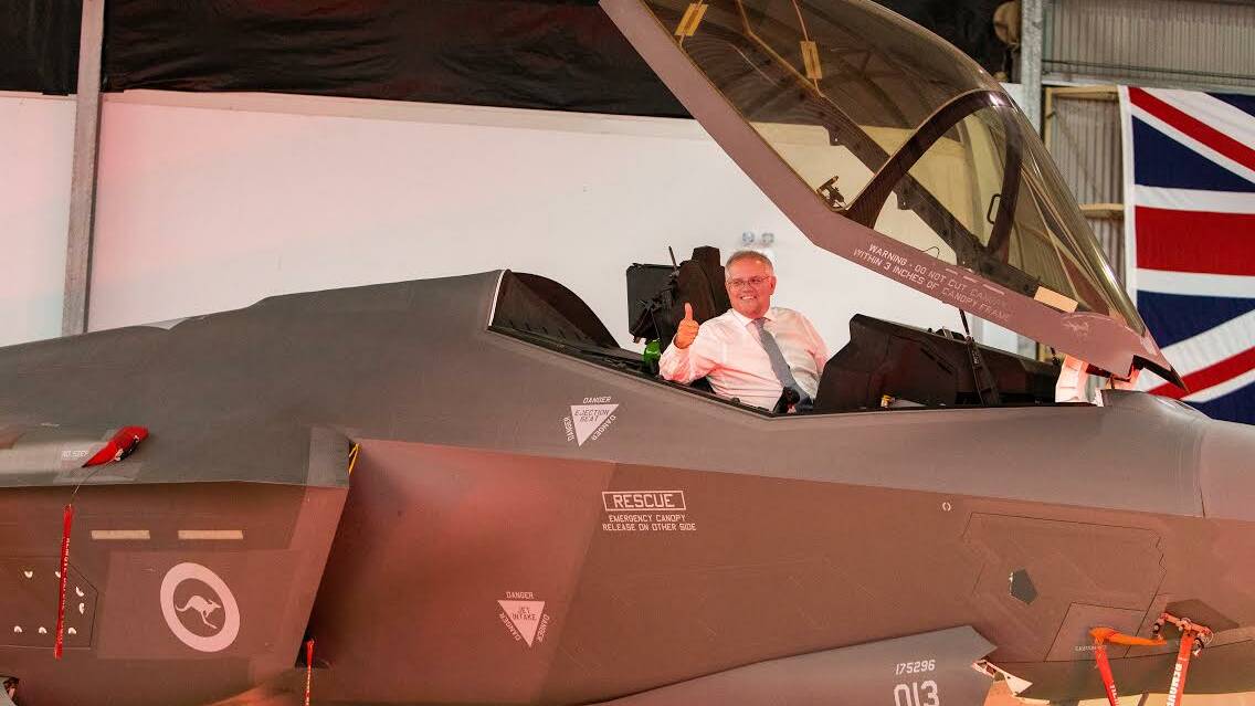 THUMBS UP: Prime Minister Scott Morrison in the cockpit of a F-35 JSF.