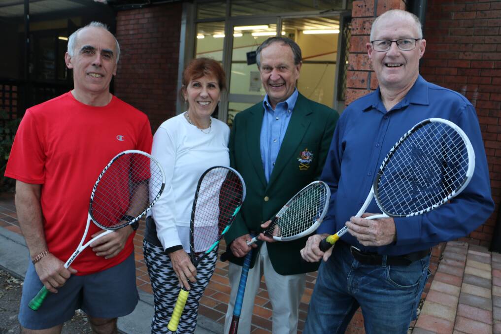 MASTERS: Raymond Terrace Squash club members (from left): Dragan Mijatovic, Rosalind Dixon, Mike McDonald and John Carroll.