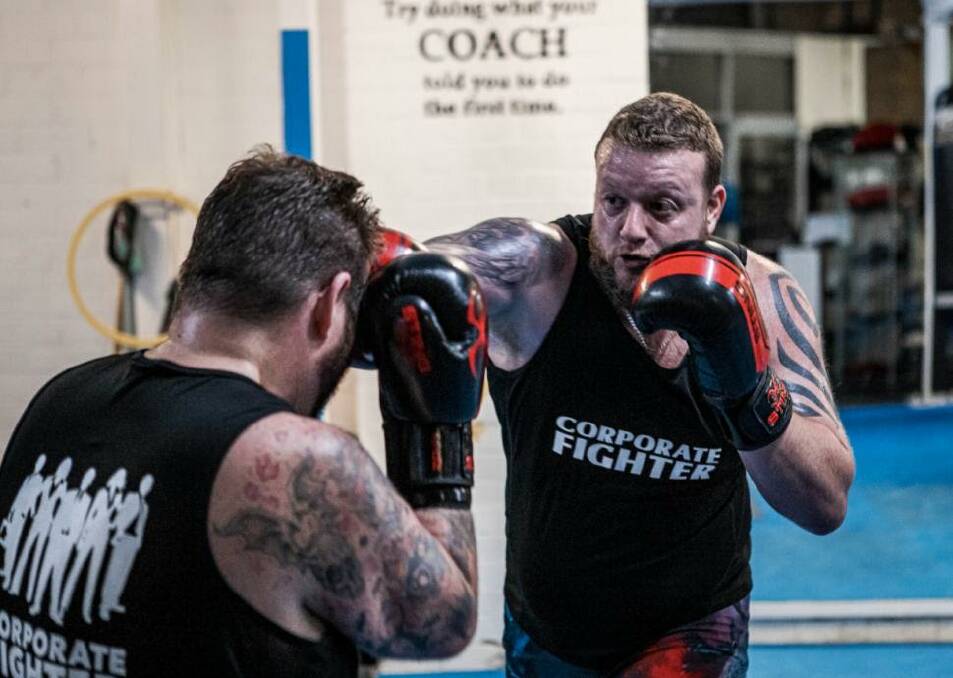 IN ACTION: Medowie's Kyle Barnes sparring in the gym.