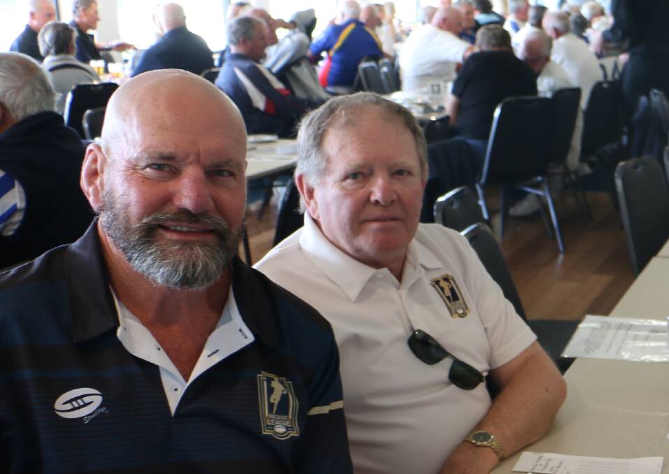 SPECIAL GUEST: Bruce Walker (left) with Brian Lawrance at last year's Men of League bowls day held at Nelson Bay Bowling Club.