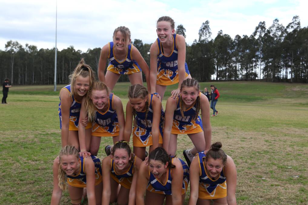 GOOD SPORTS: The Nelson Bay Netball Association under 13 team in a jovial mood at the state junior championships last week. Picture: Supplied