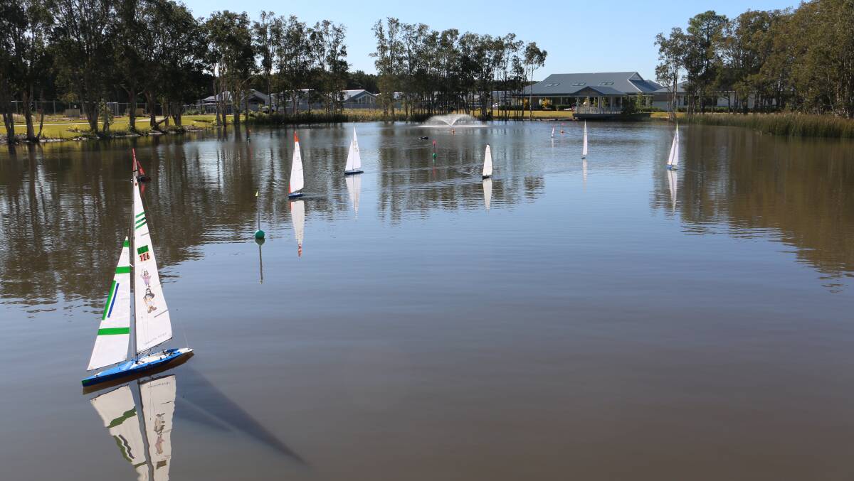 MODEL BOATS: some of the boats taking part in a Friday practice run at the Latitude One lake in Anna Bay.