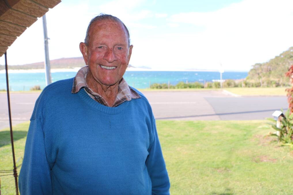 RECOLLECTION: Rugby league and fishing enthusiast Ken Barry on his 90th birthday at his Fingal Bay home.