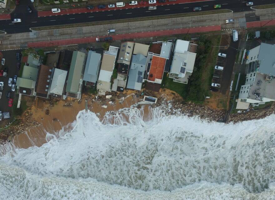 DAMAGE: A bird's eye view of recent storm damage at Collaroy beach. Picture: supplied