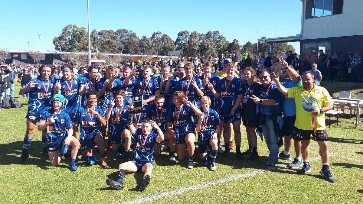 CHAMPIONS: The Raymond Terrace under 15 squad which was the first Roosters club team to win back-to-back division 1 rugby league grand finals. Picture: Supplied