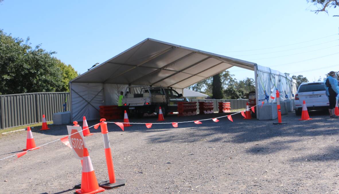 CLINIC: Tea Gardens will get a drive-through testing clinic similar to this one which opened last week at an Anna Bay church carpark.