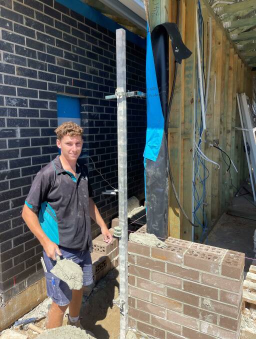 BRICKIE: Anna Bay's Noah Simpson has picked up the prestigious 2021 Apprentice of the Year Award for Brick and Blocklaying. Picture: Supplied