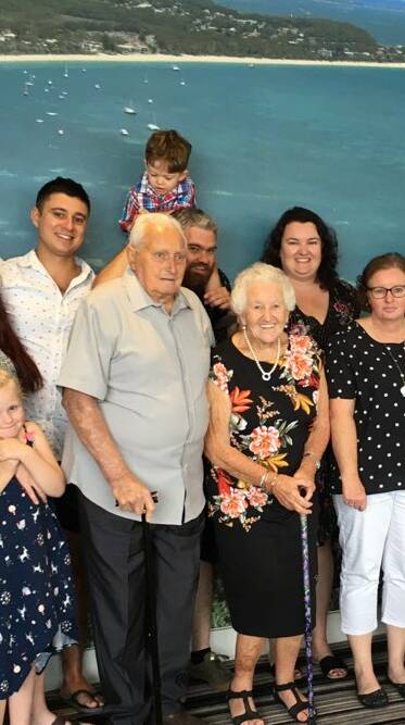 The family at the 65th wedding anniversary celebrations held at Nelson Bay Diggers.