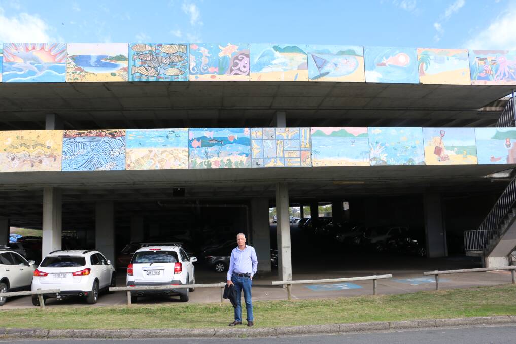 East ward councillor John Nell in front of the carpark in Donald Streetm Nelson Bay.
