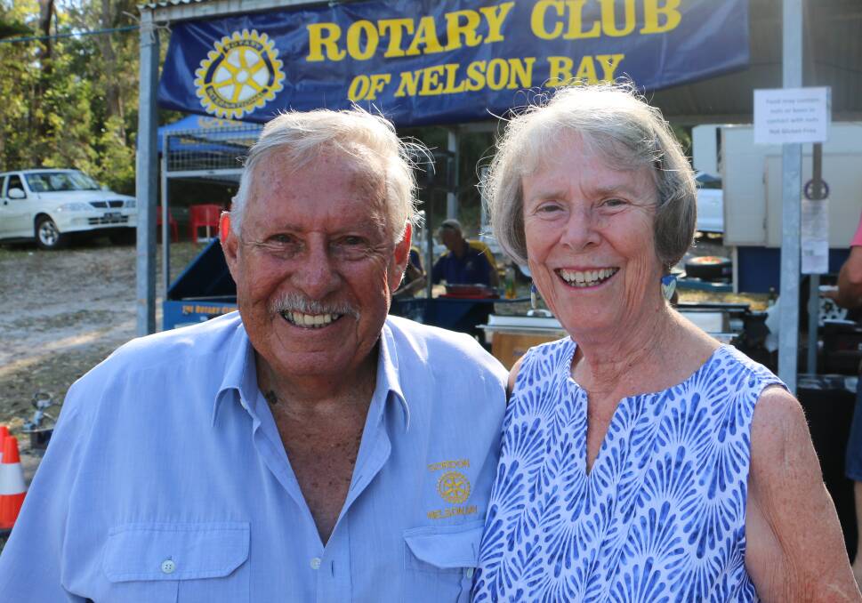 OAM WINNER: Gordon Treble with wife Lynne assisting Rotary at their Nelson Bay Australia Day barbecue.