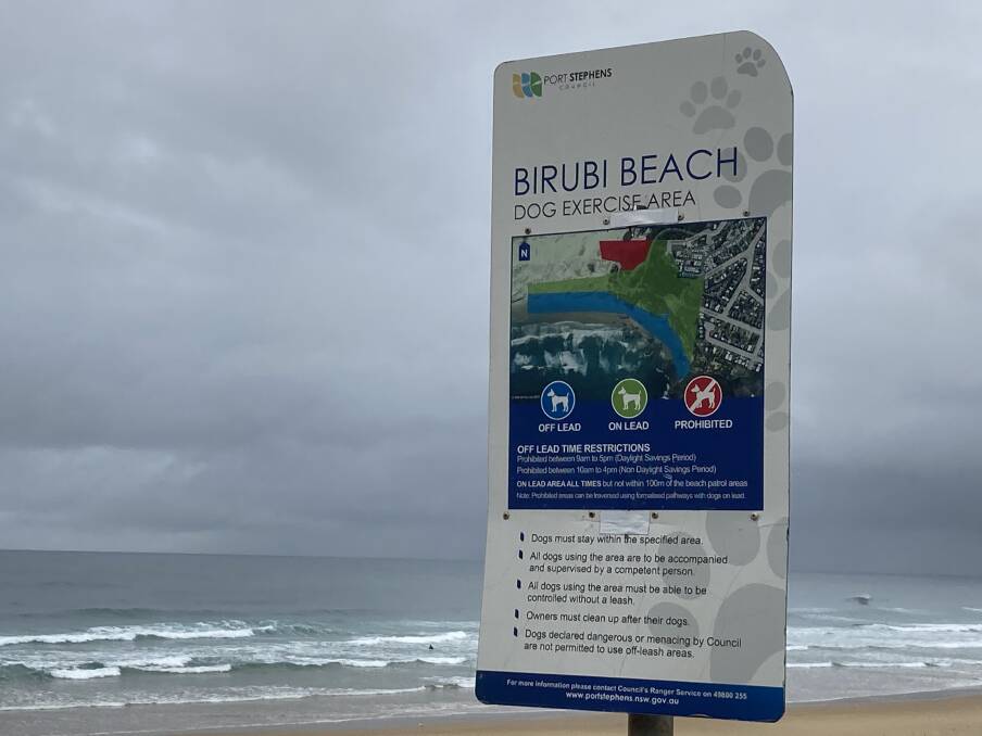 A Birubi Beach sign.