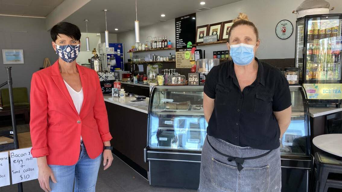 PACKAGES: State MP Kate Washington met last year with Red Eye cafe owner Kim Williams who was hoping to access government financial assistance. Picture: Supplied
