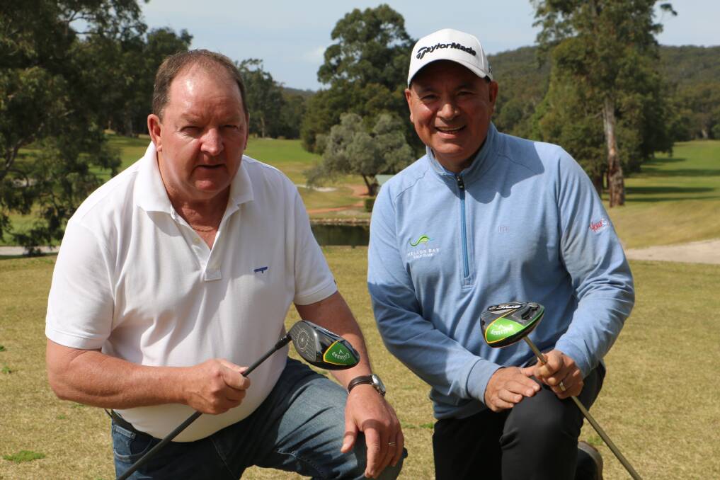 FUNDRAISER: Parkinson's sufferer Garry Johnson with Nelson Bay Golf pro Warren Moses at the picturesque golf course, which will host a charity golf day on Thursday, October 10.