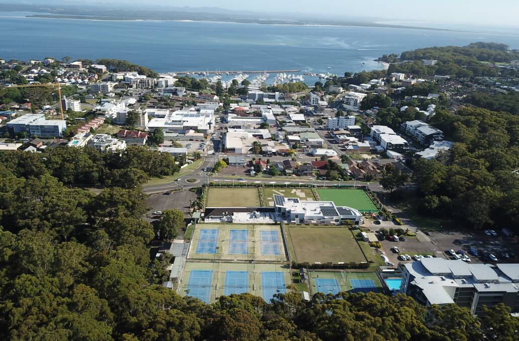 Aerial view of courts.