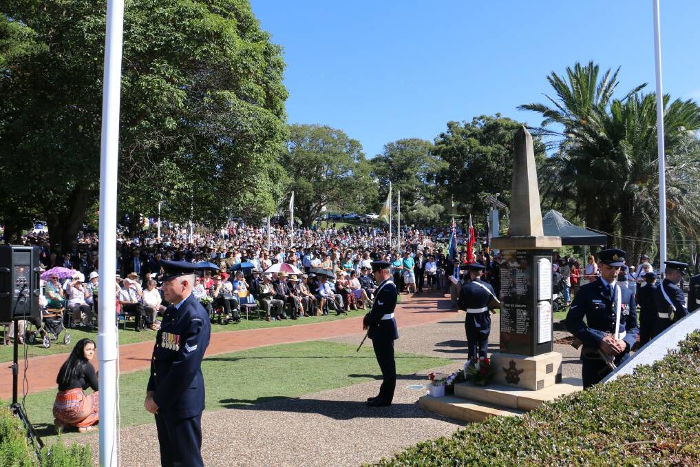 COMMEMORATION: The Anzac Day service at Nelson Bay Cenotaph in Apex Park from 2019.