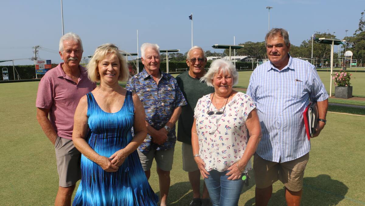 BOWLS DAY: Sporting Hope committee members (from left): Brian Judd, Mary Kelly, Richard Graystone, Alan Barnes, Julie Burns and Jim Hall at Nelson Bay Bowling Club.