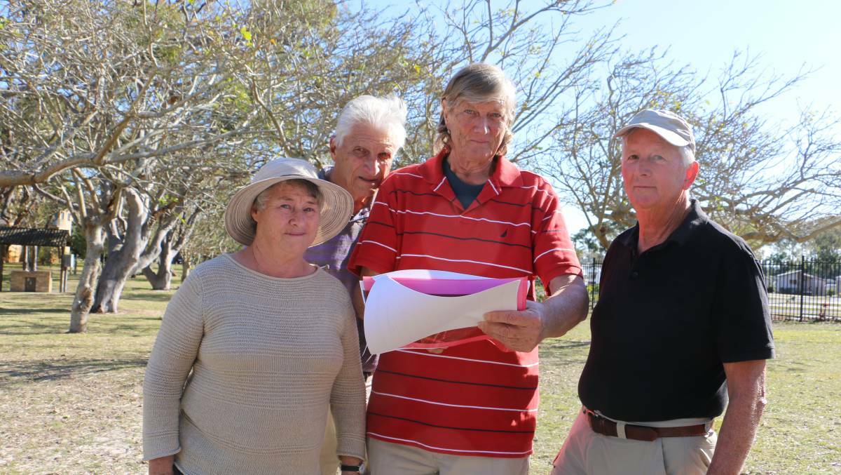 OPEN SPACE: Shoal Bay residents (from left) Wendy Lane, Nigel Dique, Tim Meharg and Peter Dunkley on Lot 424.
