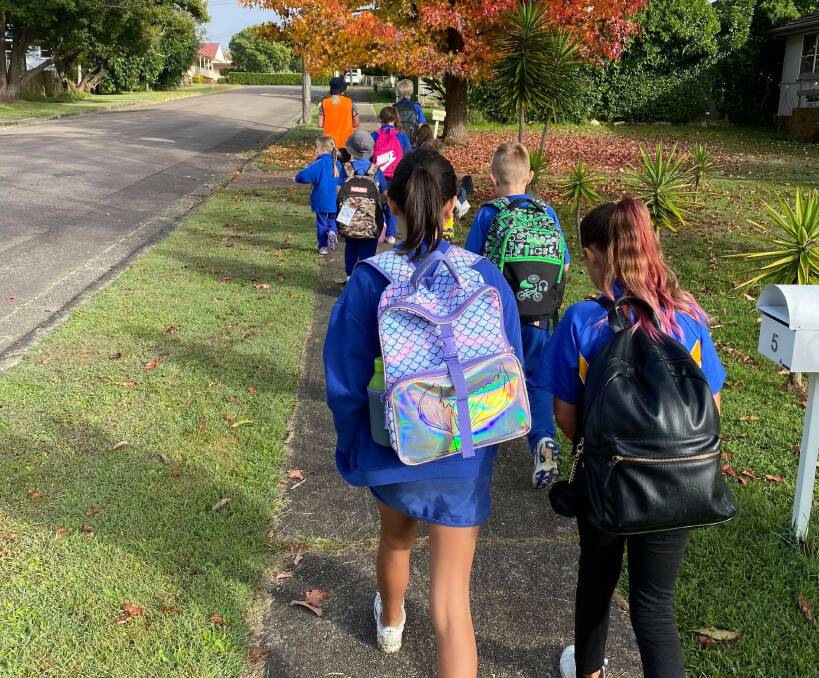 SUCCESS STORY: Students, staff, State MP and parents participating in the school walking bus last Friday morning. Picture: Supplied