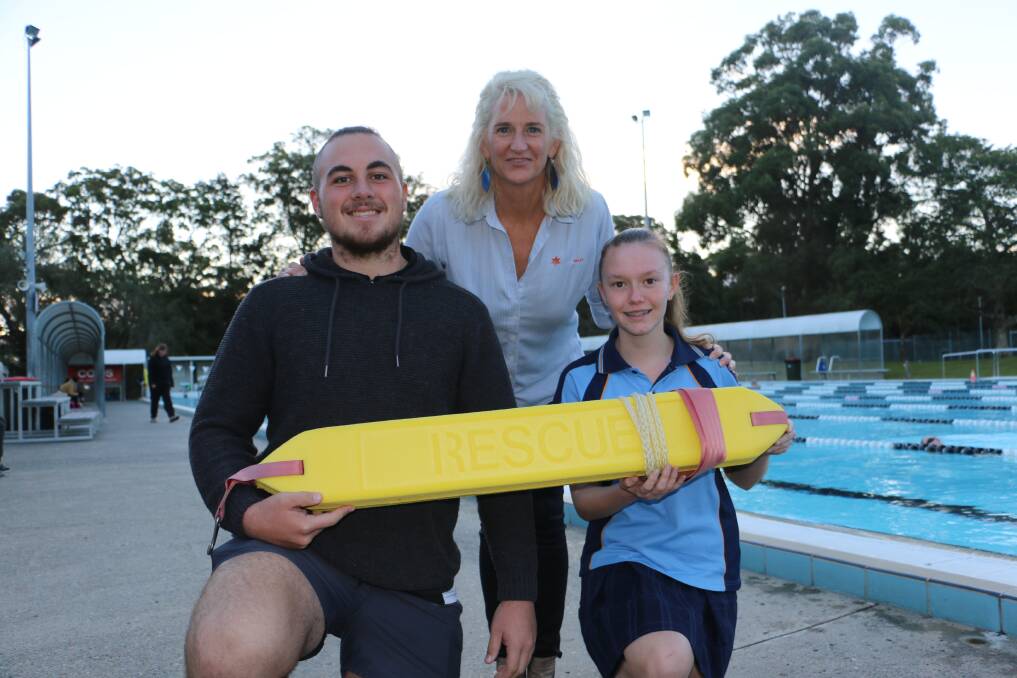 EXCHANGE: Tomaree Aquatic Centre manager Suellen Goyne with Ki McClelland, 19, and Gypsy Donovan, 14, poolside.