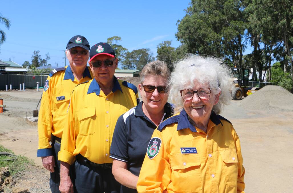 RESILIENT: Karuah RFS volunteers (front to back): Elizabeth Delbridge, Jenny Semple, Fred McInerney and Jim Semple at the construction site of the brigade's new station in Engel Avenue.
