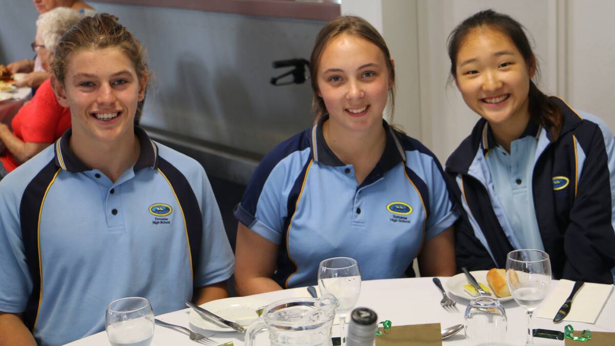 SUPPORTERS: Tomaree High students Ben Anderson, Alyssa Hall and Kim Doeun attended the luncheon.