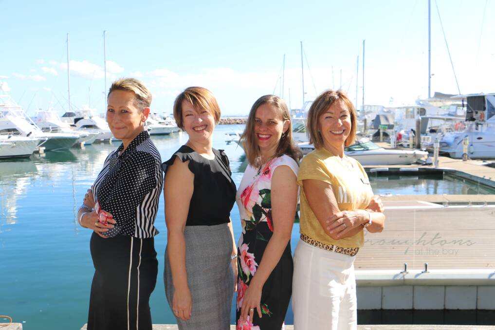 WOMEN IN CHARGE: Pictured from left: Leah Anderson, Emily Perry, Kathy Rimmer and Ina George at the Nelson Bay waterfront.