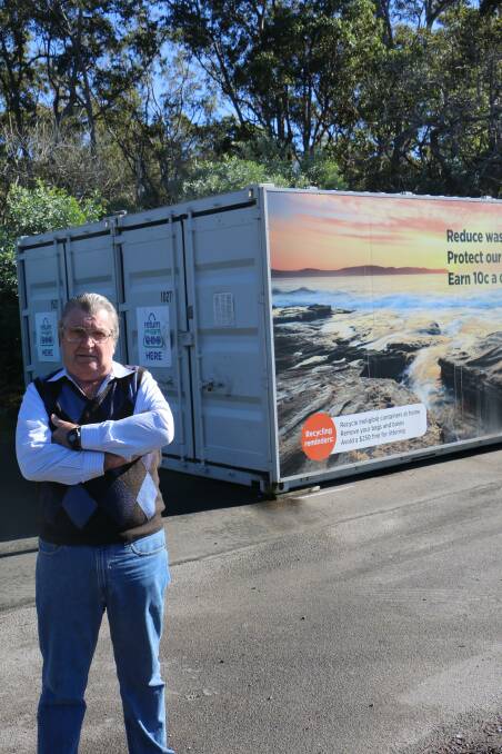 FED UP: Fingal Bay resident of 30-plus years Werner Braun says he and other residents can no longer tolerate the noise emanating from this Return & Earn unit.