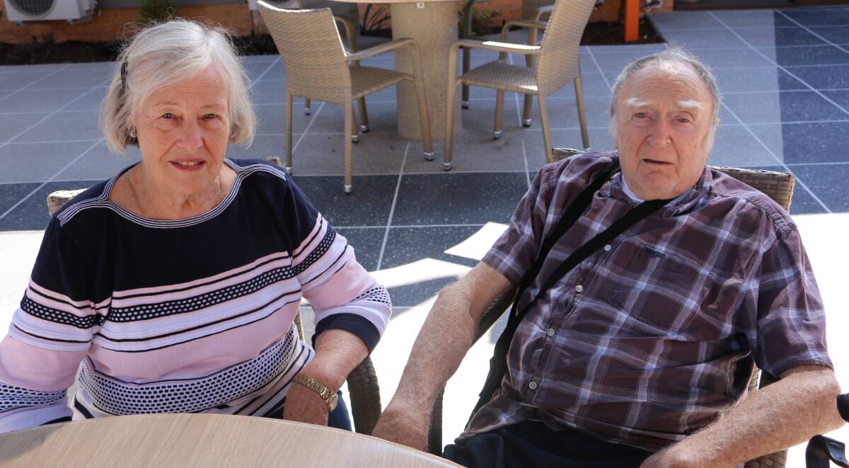 PLEASANT: Margaret and Alan Money enjoy the outdoor settings of the newly refurbished Harbrouside Haven nursing home courtyard in Shoal Bay.