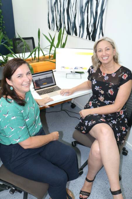 BUSINESS BOOST: Spark CoWork owners and micro business boost facilitators Naomi Farrelly (left) and Beck Morley at their Salamander Bay office.