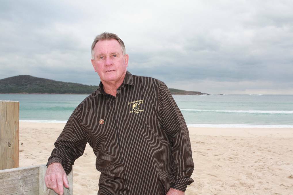 HONOURED: Affectionately known as the 'Mayor of Fingal' Eddy Bergsma at his beloved Fingal beach in early 2015.