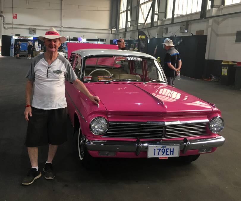 Harvey Miles from Kambah and his one-of-a-kind EH Holden, "Blondie". Picture: Peter Brewer