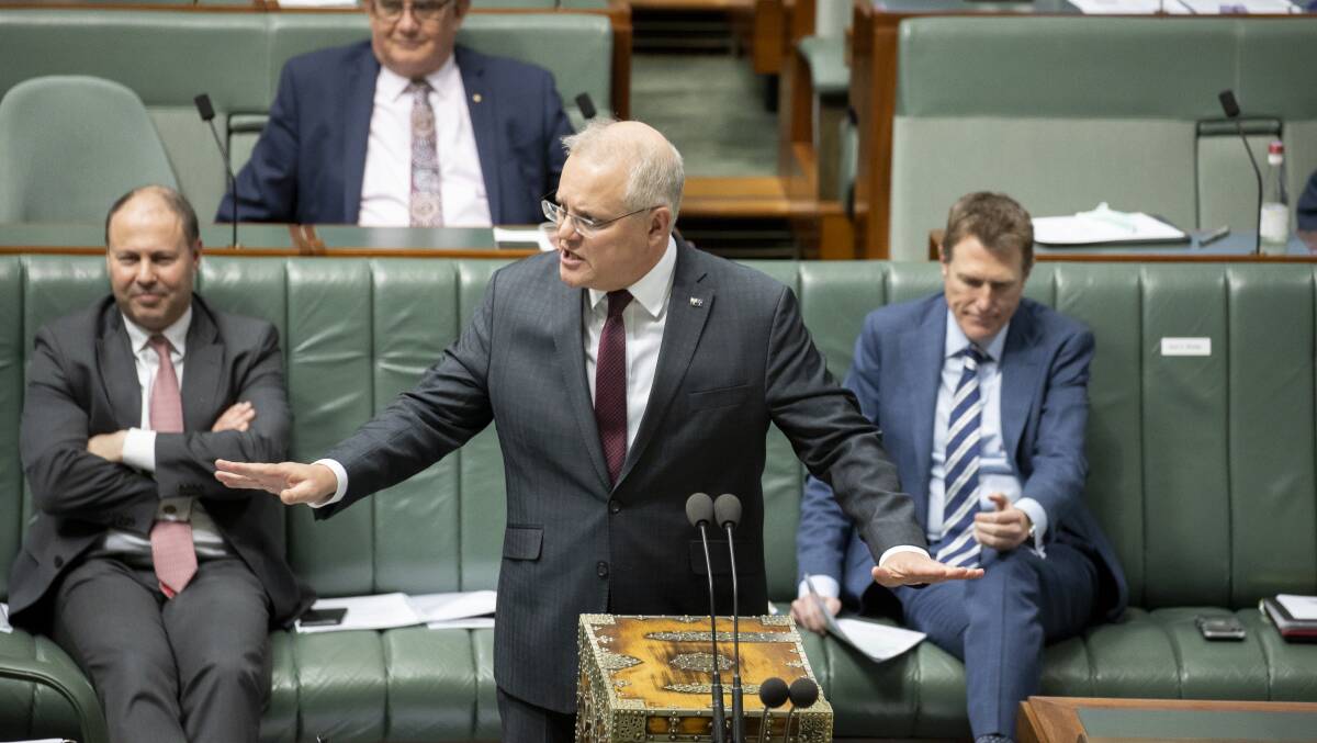Prime Minister Scott Morrison during question time on Tuesday. Picture: Sitthixay Ditthavong