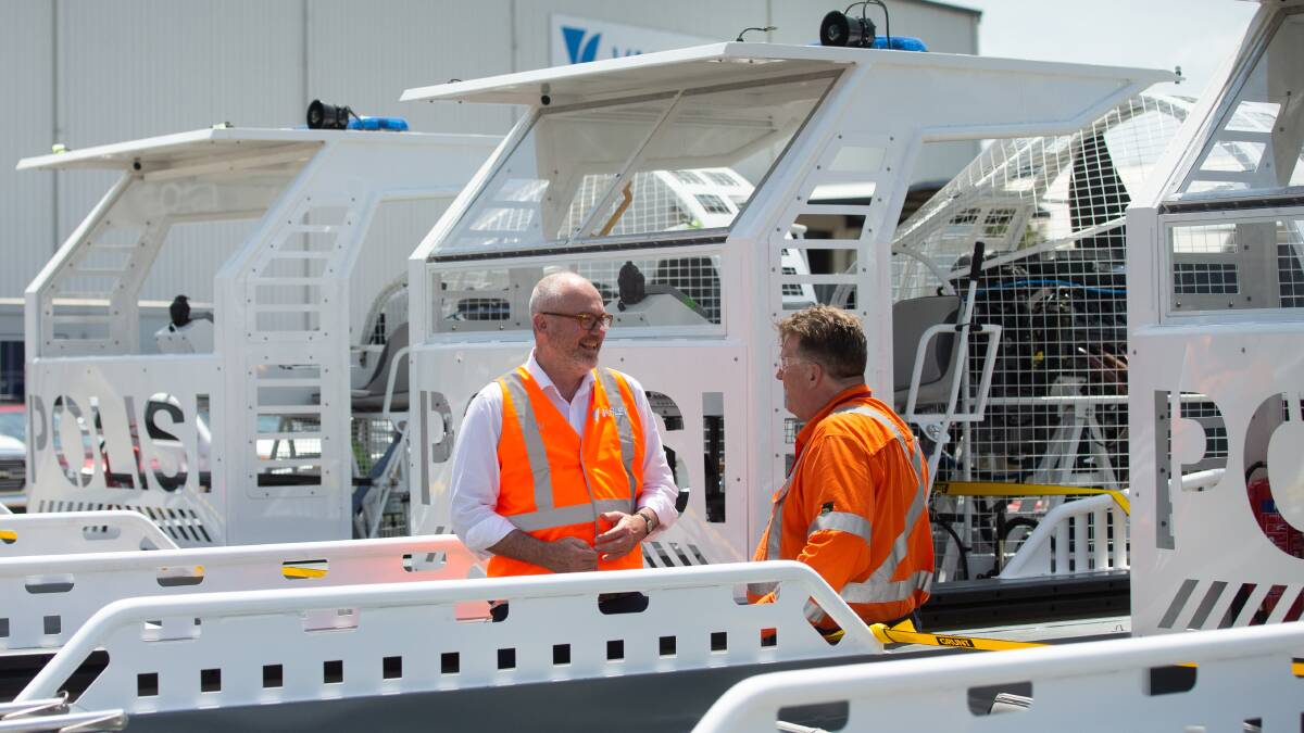 Federal Assistant Minister for Manufacturing Tim Ayres at a visit to Varley at Carrington last week. Picture by Jonathan Carroll 