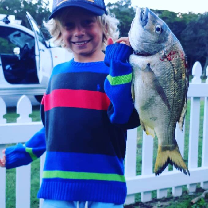BREAM CENTRAL: Eight year old Boat Harbour champion Noah Bartlett with his 1.1kg bream.