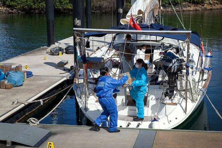 INTERCEPTED: The drugs were seized after the yacht La Fayette was intercepted off the Hunter coast last year. Picture: AFP