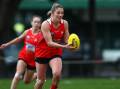 Lisa Steane is eyeing an AFLW semi-final appearance with the Swans this weekend. Picture Swans Media