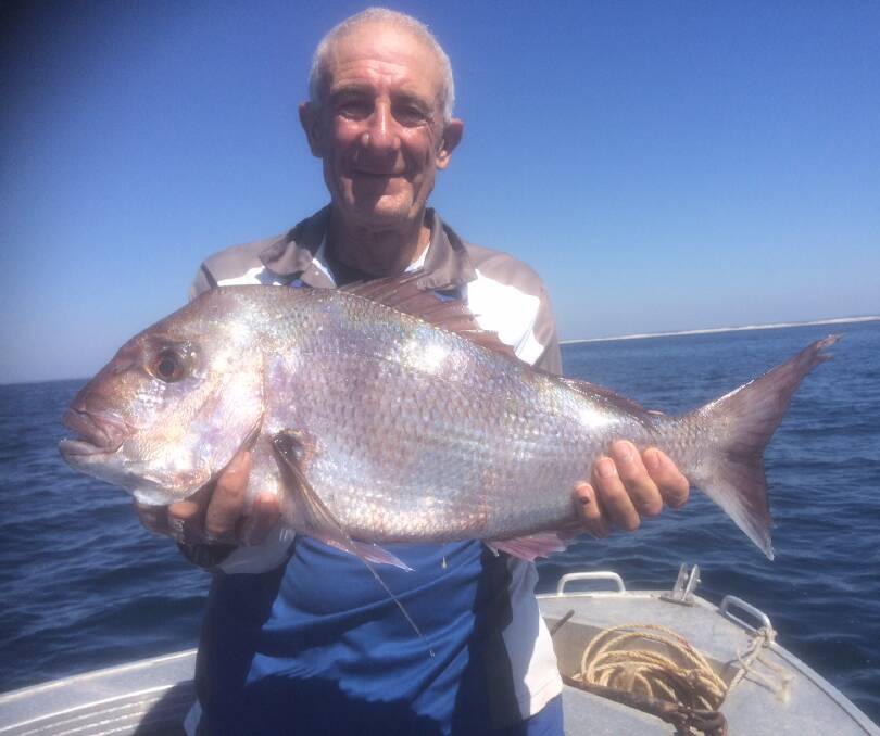 SNAP: Fingal Bay champion Ray Gretch visited Broughton Island and caught himself a fine snapper. Photo supplied.