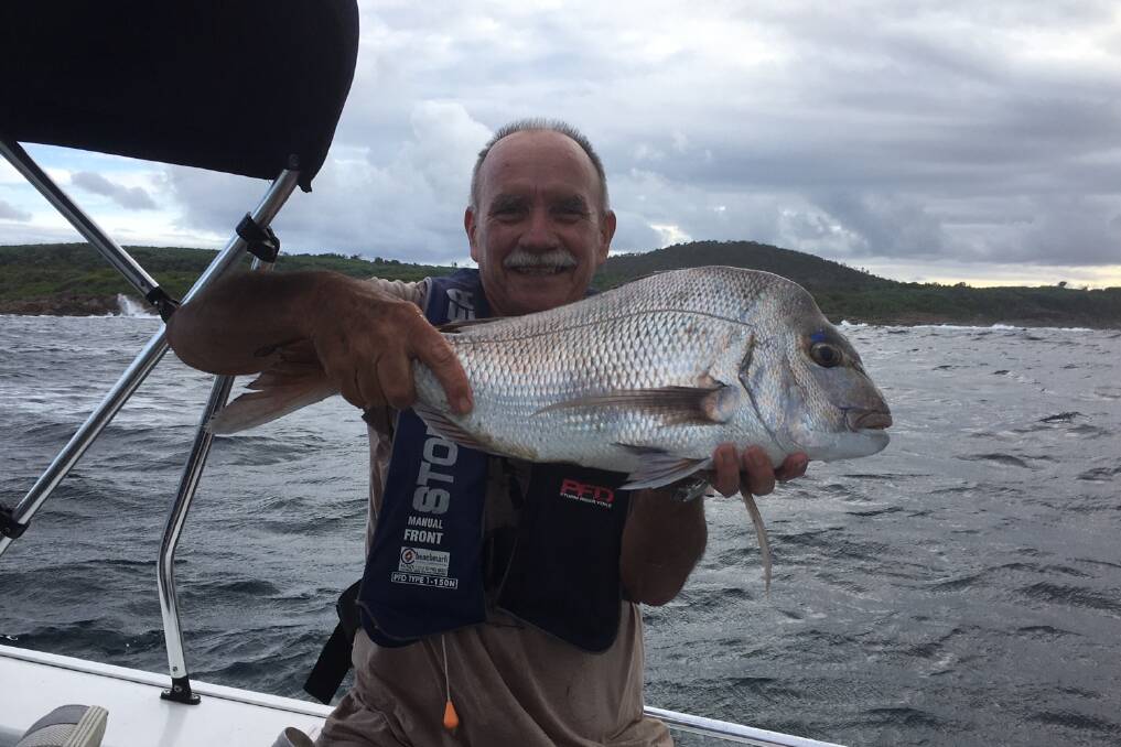 HOOKED: After dropping anchor in 15 metres of water just north of Shark Island, Dave "Flatty" Flatt landed himself a beauty of a snapper. Picture: supplied.