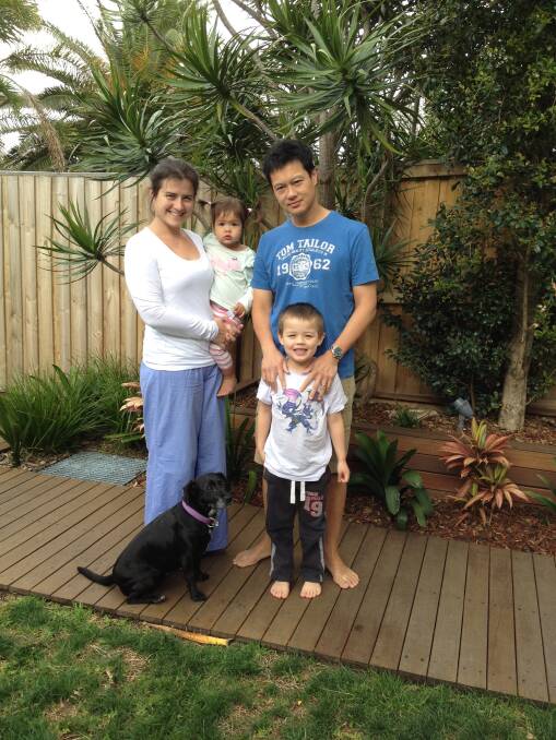 New venture: Phillippa, Jon, their children and Alfie the dog are looking forward to their new future running Nelson Bay Kennels.
