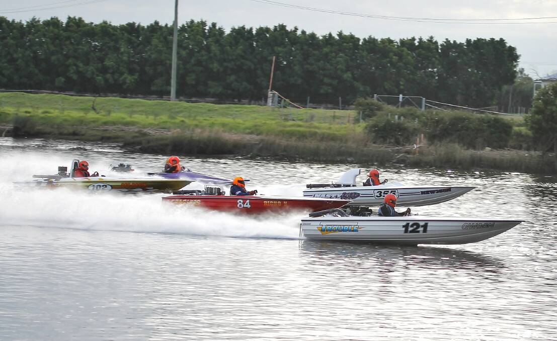 Excitement: Inboard racing will form part of the line up for the Carpet Court Power Boat Race along the Hunter River in Raymond Terrace. Photo: Qinnos Quicksnaps.