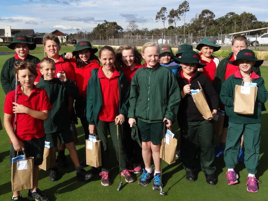 Bobs Farm Public School students have been learning the fine art of golf. Pictures: Supplied
