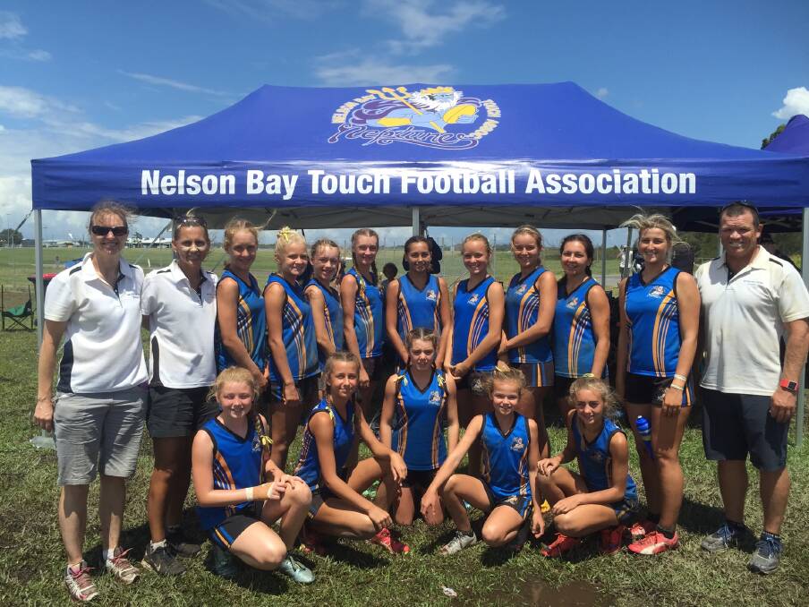 HARD WORKERS: Nelson Bay Neptunes under 14 girls side were runners up in their division at the NSW Junior State Touch Competition in Port Macquarie last weekend.