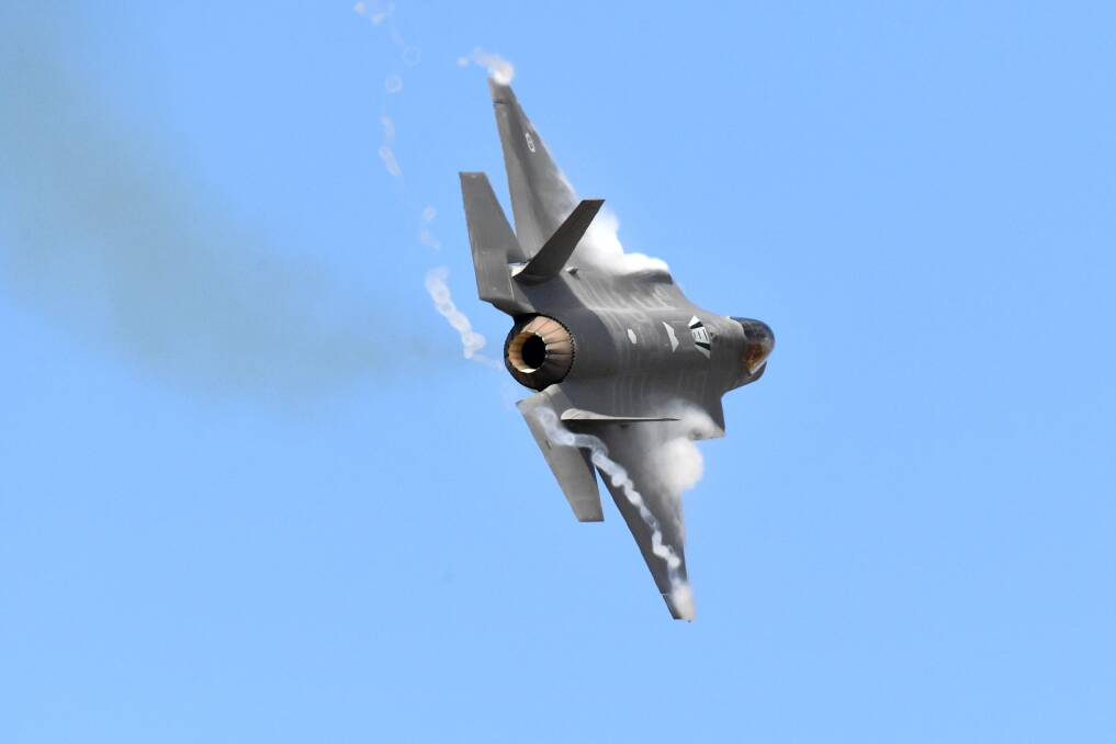 HIGH VELOCITY: The F-35A Joint Strike Fighter at the Australian International Air Show at Avalon in 2017. Picture: Joe Armao