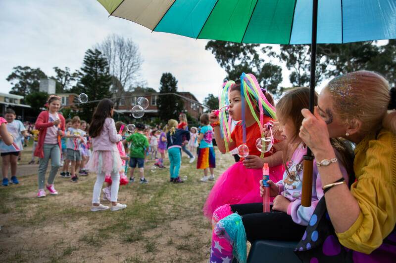 Bubbles for Bella Day at St Michael's Primary School, Nelson Bay on Friday, September 4. Picture: Marina Neil