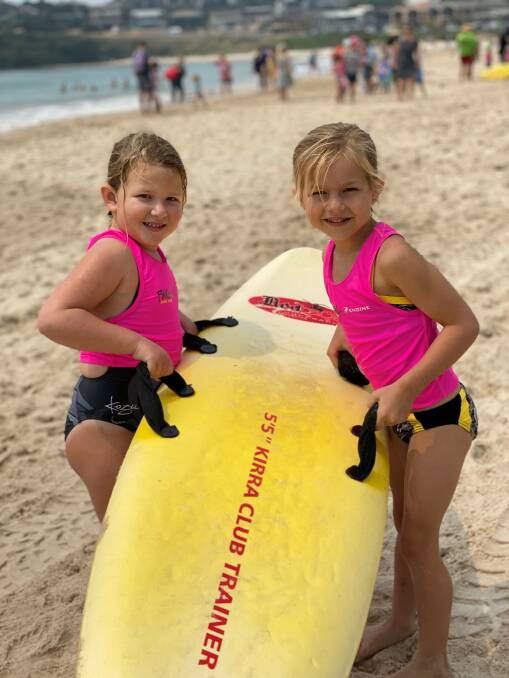SMALL BUT MIGHTY: Fingal Bay nippers Violet Parker and Indiana Slade, both 5. Fingal Bay SLSC has 222 nippers registrations on their books this season. Picture: Supplied